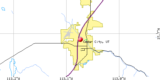 Map of Cedar City, UT