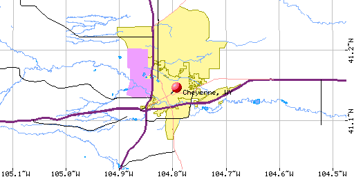 Map of Cheyenne, WY