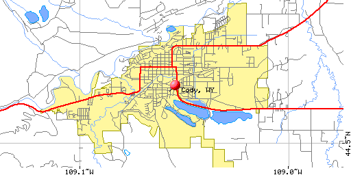 Map of Cody, WY