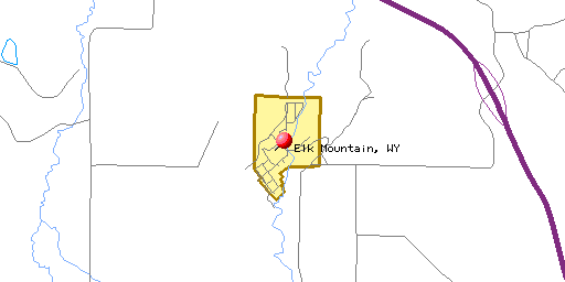 Map of Elk Mountain, WY