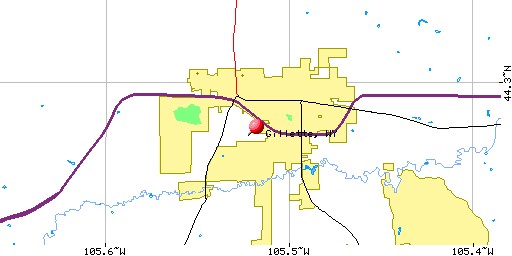 Map of Gillette, WY