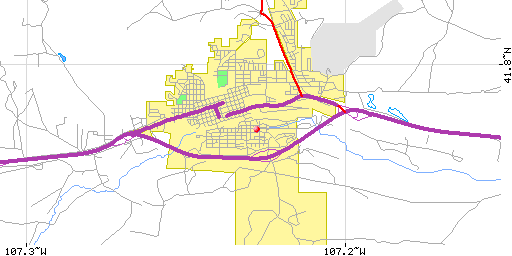 Map of Rawlins, WY