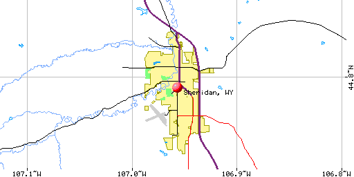 Map of Sheridan, WY