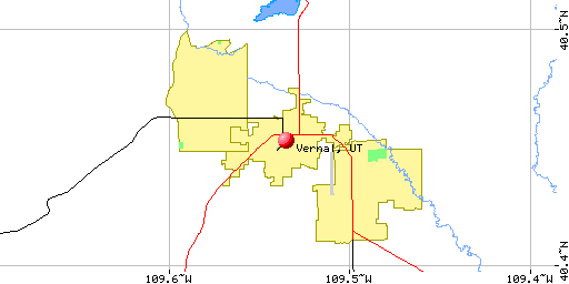 Map of Vernal, UT
