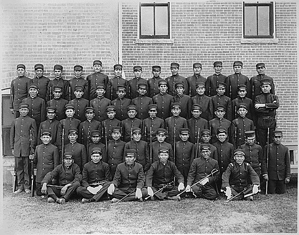 Young men in uniform, Albuquerque Indian School